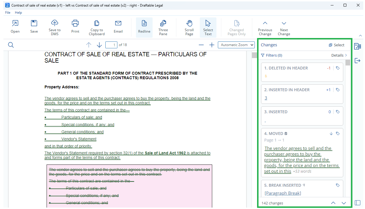 Using the Redline Change List to review, filter, tag, add notes and ...